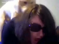 Beast Tube - Two poodles licking scoops of a nice-looking woman with large nipples